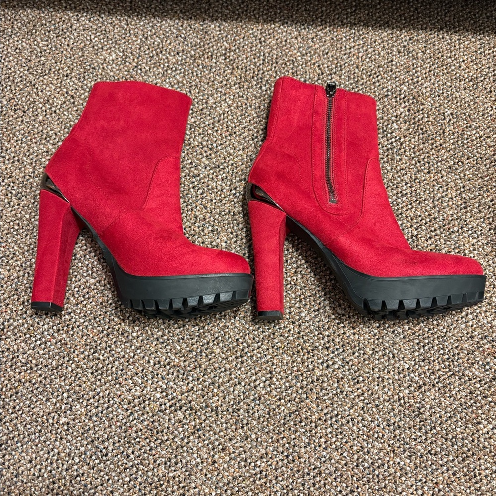 Guess Red High Heel Ankle Boots